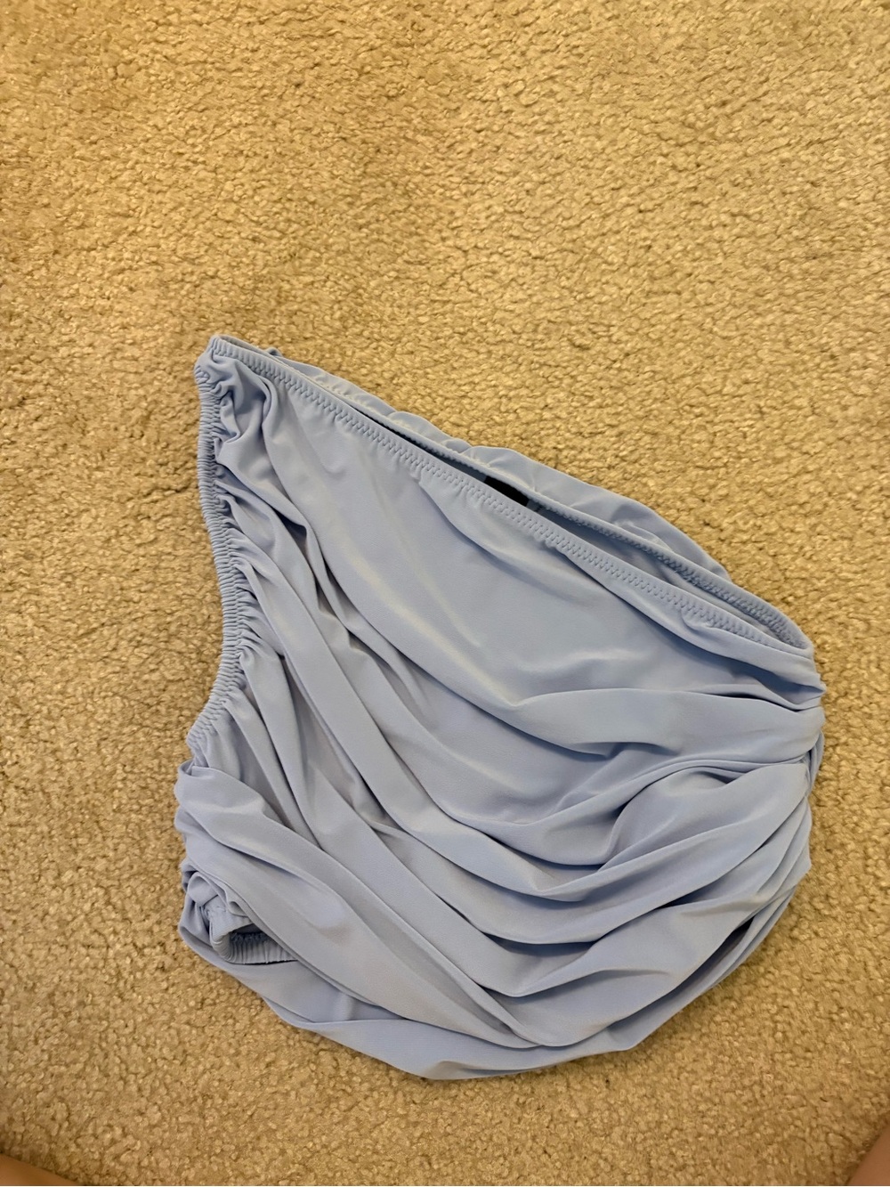 Norma Kamali Asymmetrical Ruched Crop Top - Pale Blue - Picture 3 of 4
